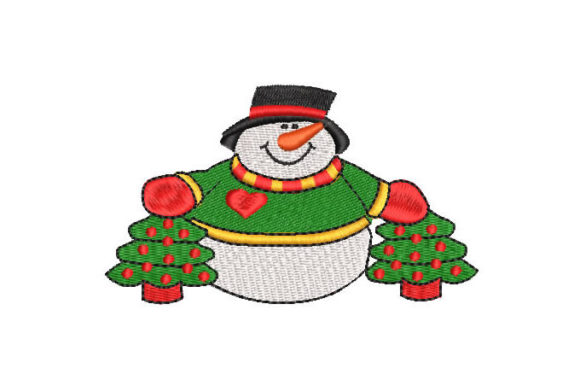 A Designer's Take on the Snowman with Christmas Tree Embroidery