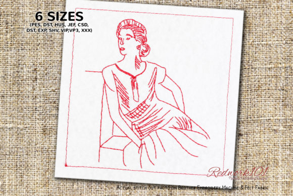 Evaluating the 'Beautiful Lady in 1950s Fashion' Embroidery for Boutique Apparel