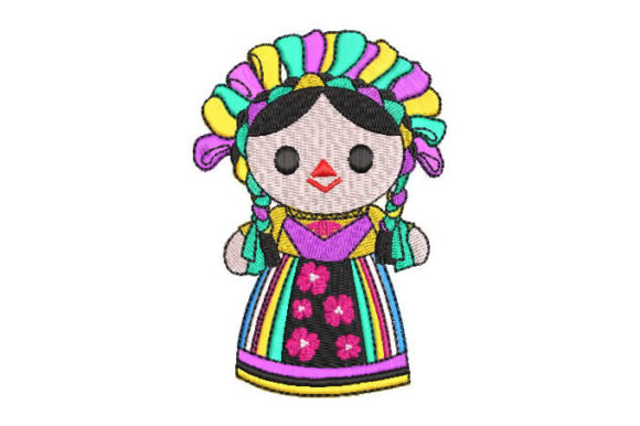 Testing the Cheerful Mexican Doll Embroidery Design